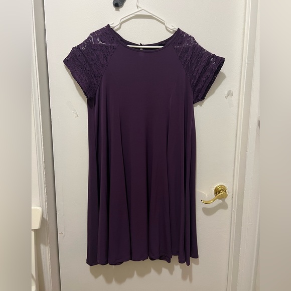 Purple torrid dress with lace shoulder detail. - Picture 2 of 6